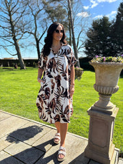 Chocolate Palm Leaf Shirt Dress Haven