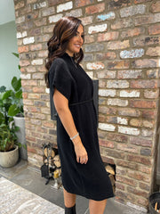 Black Belted Knit Dress Veronica