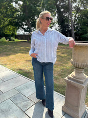 Grey Embroidered Stripe Shirt Fiona