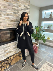 Black Hooded Sweat Dress Jodie