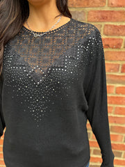 Black Diamante Crochet Knit Layla