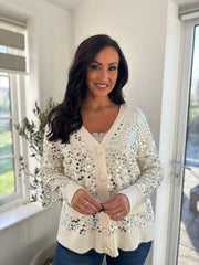 Antique Cream Sequin Sparkle Cardi Gemma