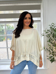 Stone Shimmer Drawstring Top Holly
