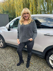 Charcoal Shimmer V Neck Knit Seren