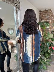 Navy Brushstroke Shimmer Top Trudie