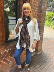 Chocolate Swirl Print Raw Edge Scarf