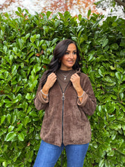 Chocolate Chenille Zip Hoodie Mia