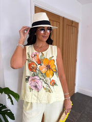 Lemon Sleeveless Floral Co-Ord Daphne