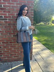 Chocolate Multi Fabric Handbag