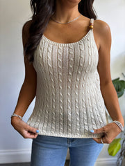 Stone Beaded Strap Knit Vest Belle
