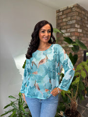 Aqua Floral Top Anais