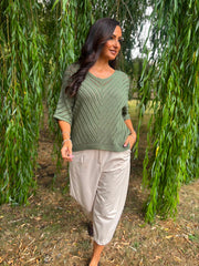 Khaki Chevron Knit Anabelle