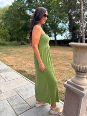 Olive Bandeau Towelling Dress Natasha
