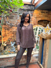 Chocolate Shimmer Brooch Top Peggy