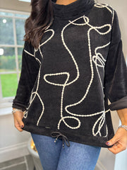 Black Rope Detail Roll Neck Jumper Kim