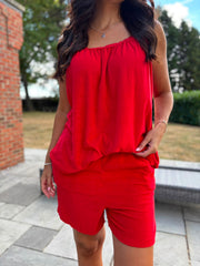 Red Raw Edge Towelling Vest Natasha