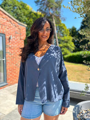 Navy Button Front Jacket Helen
