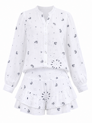 White Paisley Bubble Cotton Skort Set Isobel
