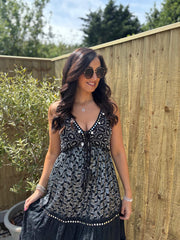 Black Luxury Embellished Lace Panel Dress Jodie