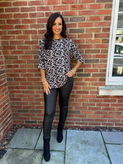 Chocolate Geometric Print Top Ayla