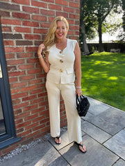 Cream Rose Button Waistcoat Set Nala