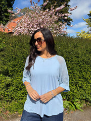 Light Blue Net Sleeve Top Julia