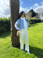 Blue Lace Sleeve Sweatshirt Angela