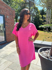 Lipstick Pink Fine Knit Dress Orla