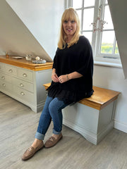 Black Lace Mesh Hem Slip Rhianna