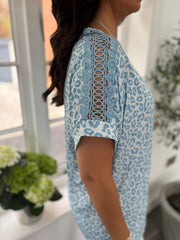 Blue Leopard Lace Detail Top Haisley