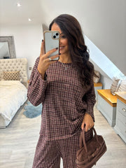 Wine Soft Checked Lounge Set Kennedy