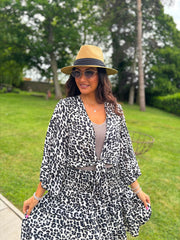 Leopard Tie Front Skirt Set Rosa
