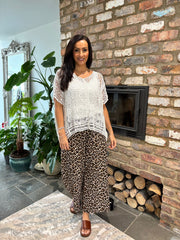 Shimmer Leopard Wide Leg Trousers