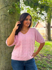 Pink Soft Cable Knit Tammy