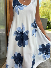 Navy Floral Print Dress Yvonne