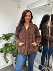 Chocolate Chenille Zip Hoodie Mia