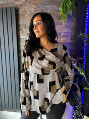 Stone Shimmer Block Print Top Eve