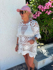 White Crochet Open Knit Kerri