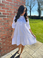 White Embroidered Ruffle Dress Taylor
