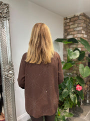 Chocolate Diamante Flower Top Kinsley