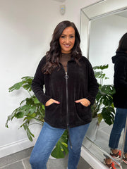 Black Chenille Zip Hoodie Mia