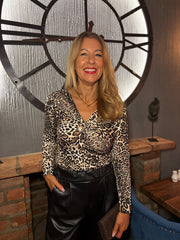 Ditsy Leopard Twist Front Top Bronte