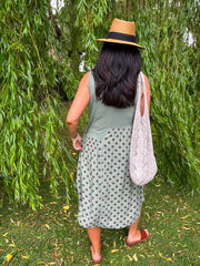 Khaki Polka Dot Panel Dress Coraline