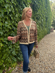 Mocha Zig Zag Shimmer Jacket Fern