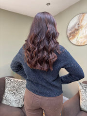 Navy Sparkle Knit Cardi Selina