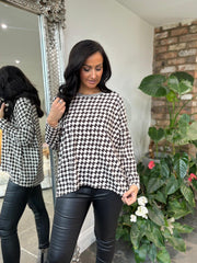 Chocolate Geometric Pattern Top Janet