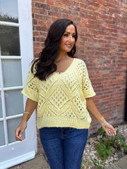 Butter Yellow Cosy Diamond Knit Sofia