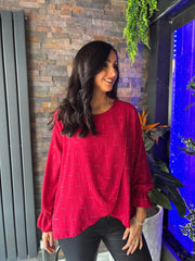 Red Crossover Diamante Top Ruth