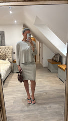 Stone Stud Detail Two Piece Skirt Set Wilma