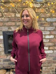 Wine Sequin Velour Trim Jacket Trixie